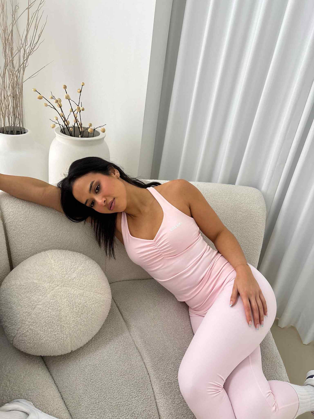 Aura Sculpt top in Fairy Floss colour by DREAMR Australia
Soft 4-way stretch activewear top in Mocha by DREAMR Australia