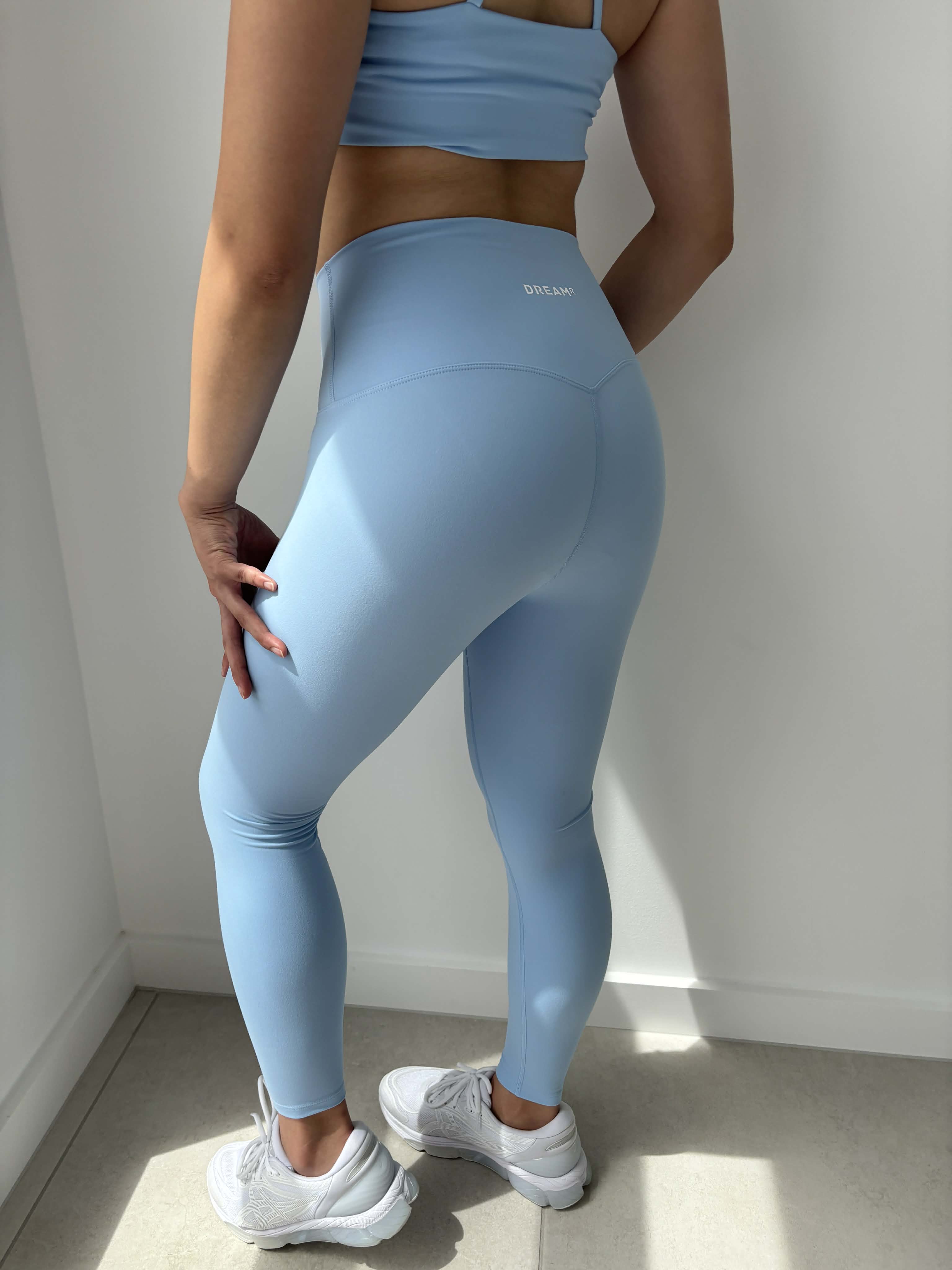 Wearing 4 way stretch, gym and pilates legging by DREAMR Australia
